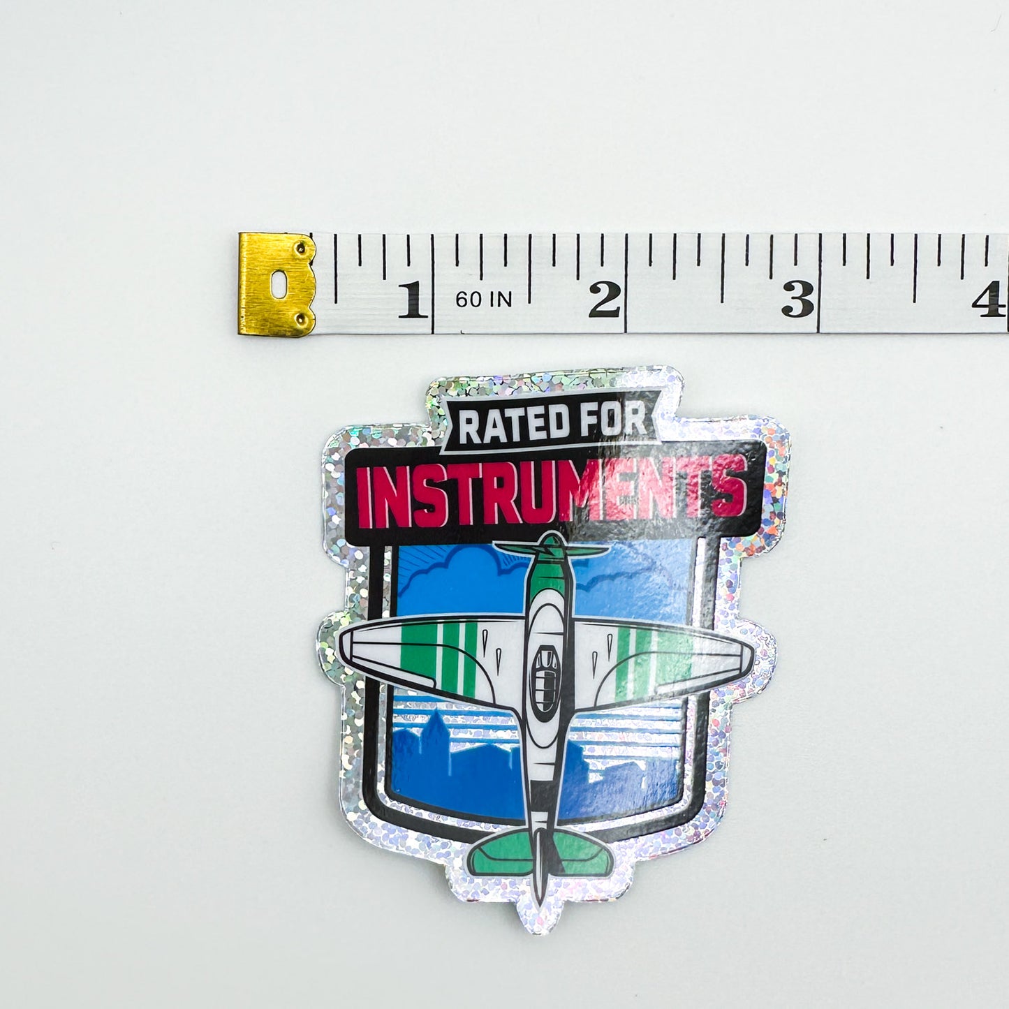 Instrument Rated Glitter Sticker