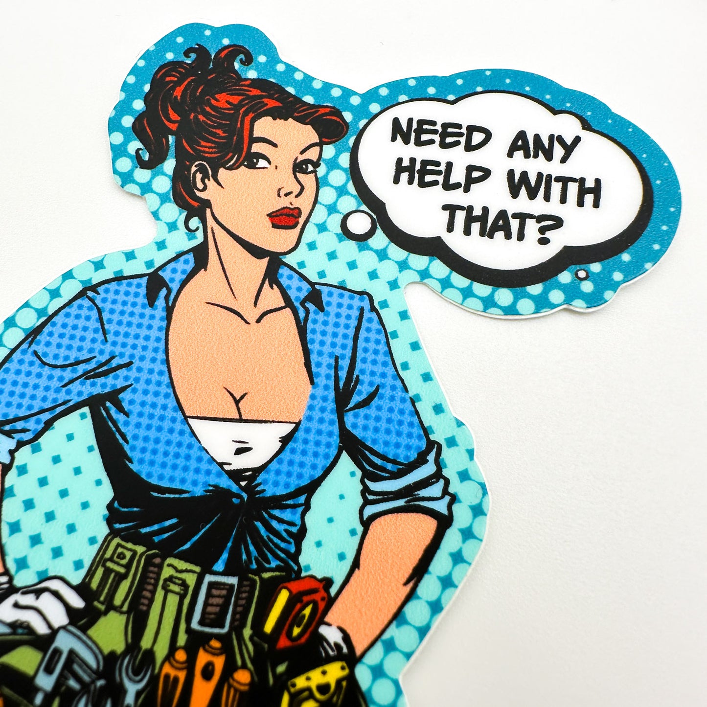 Female Mechanic Sticker - Need Any Help With That?