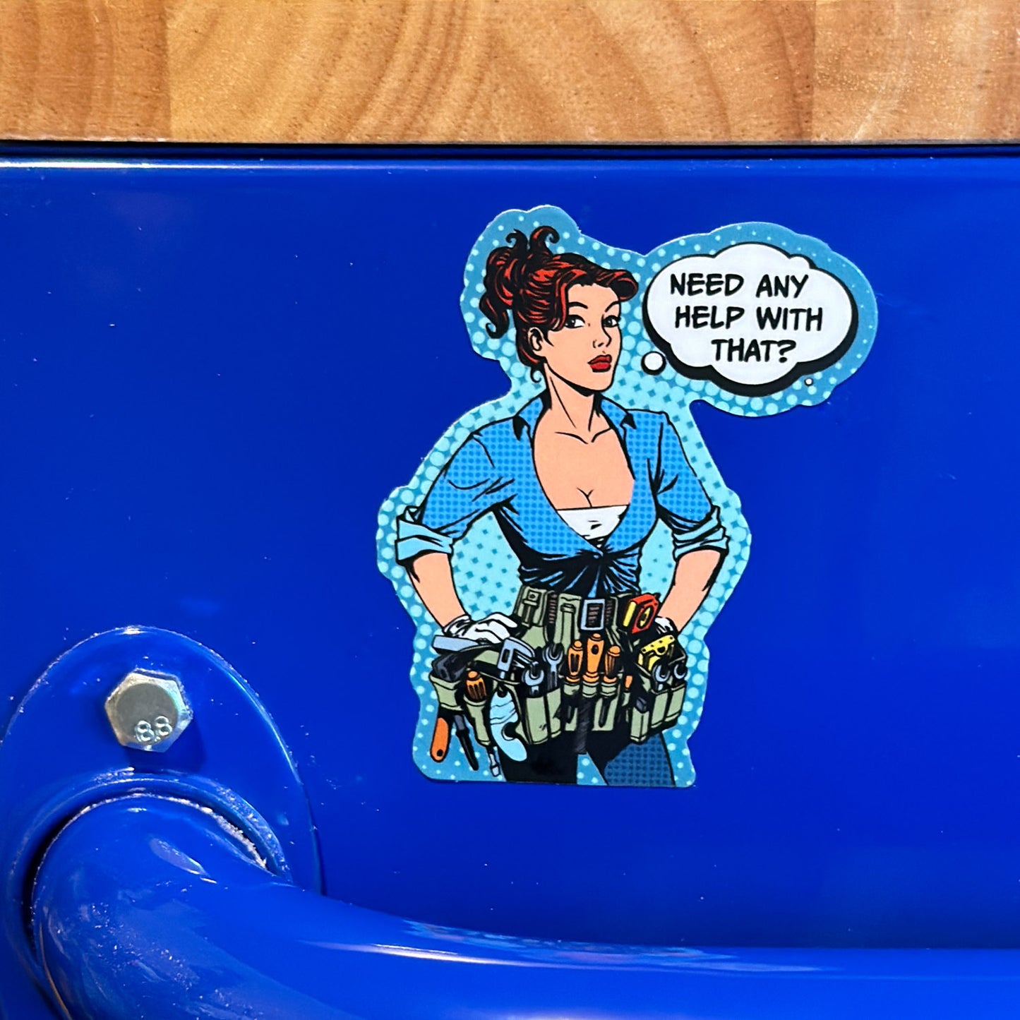 Female Mechanic Sticker - Need Any Help With That?