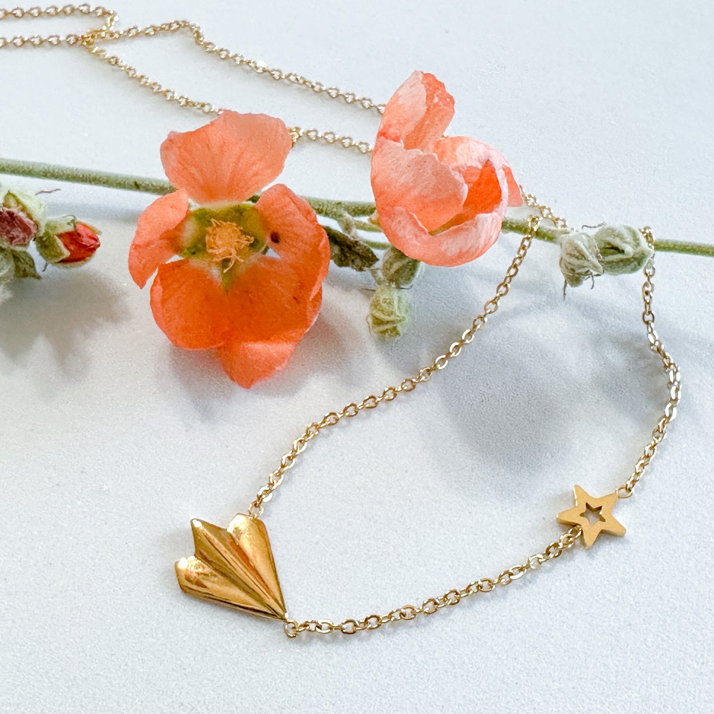 Paper Airplane Chasing a Star Necklace