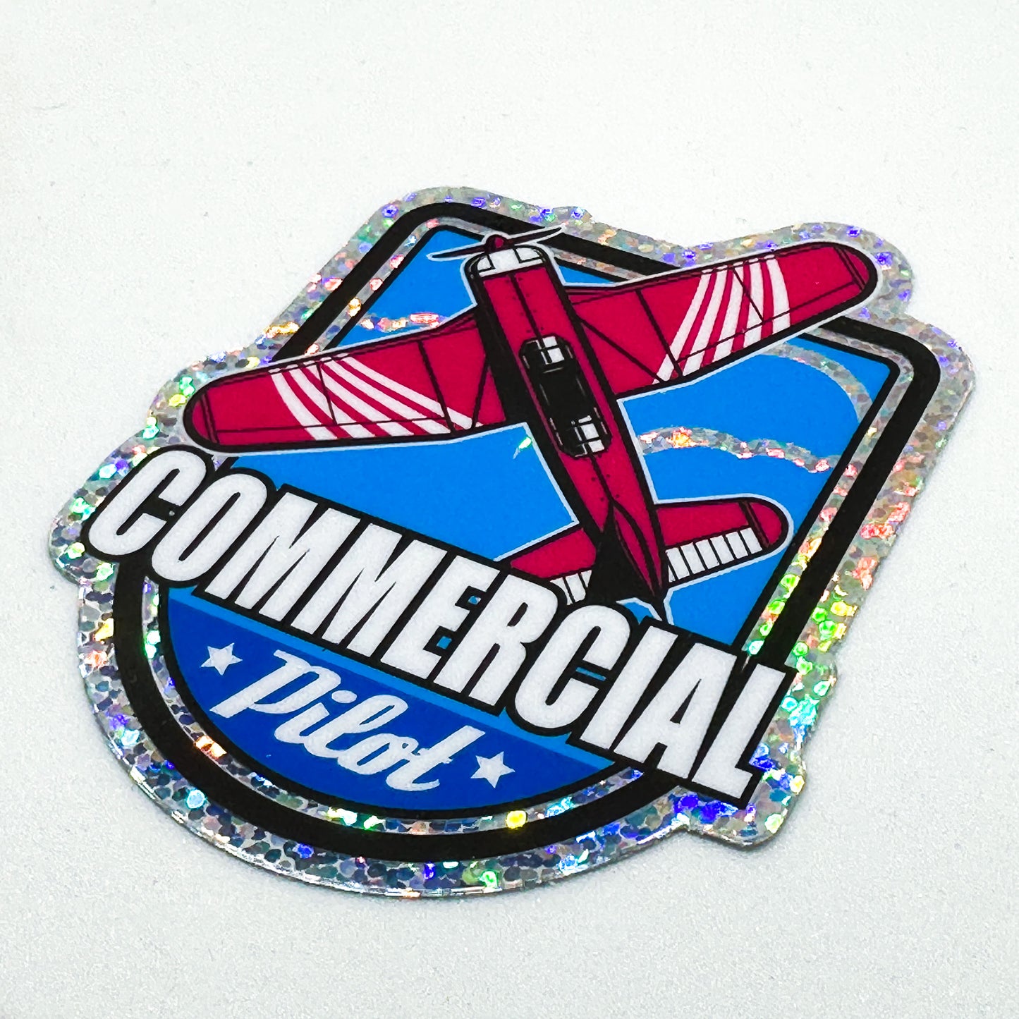 Commercial Pilot Glitter Sticker