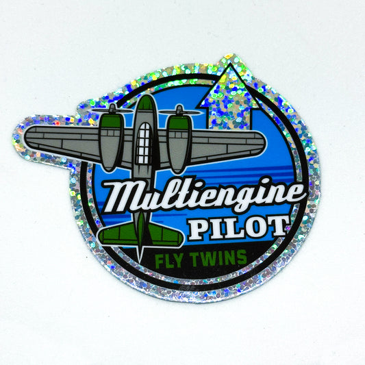 Multiengine Pilot Glitter Sticker