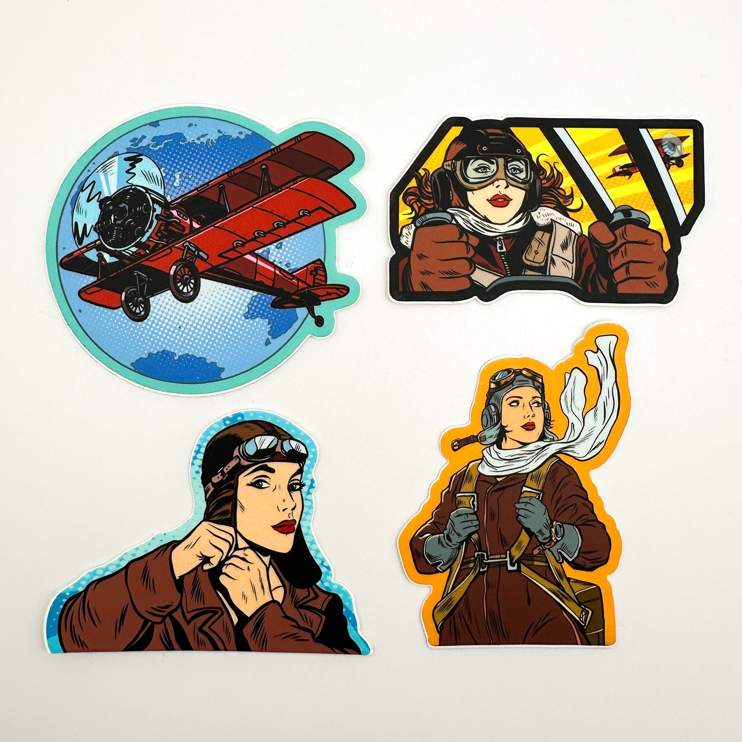 Pop Art Women Pilot Stickers