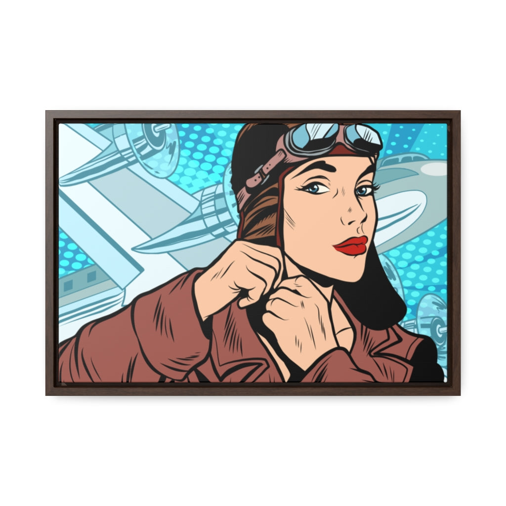 Preflight Focus | Aviatrix Pop Art | Framed Premium Gallery Wrap Canvas