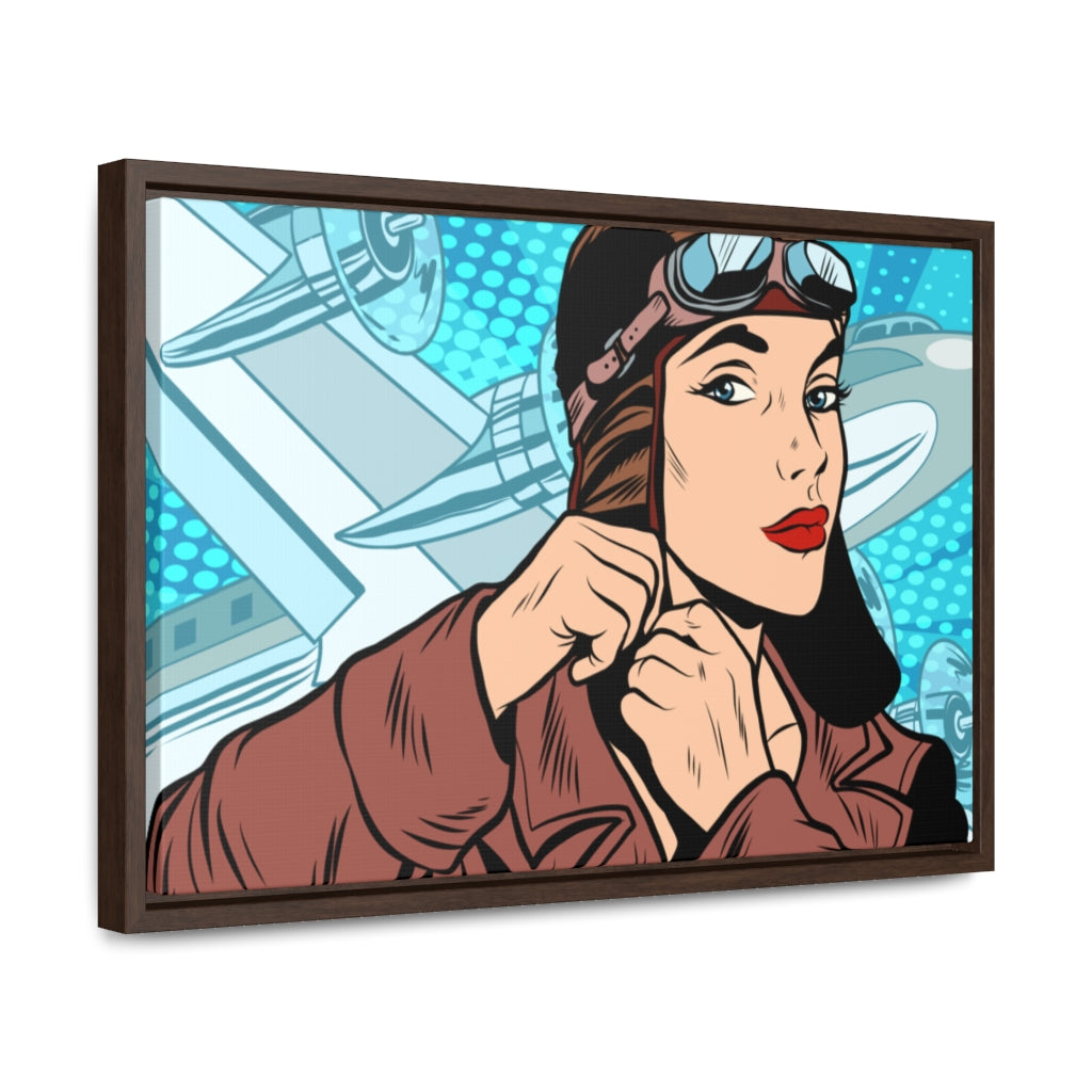 Preflight Focus | Aviatrix Pop Art | Framed Premium Gallery Wrap Canvas