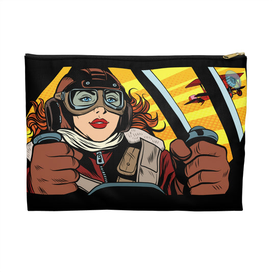 Fly the Plane | Pop Art Aviatrix Zippered Accessory Pouches