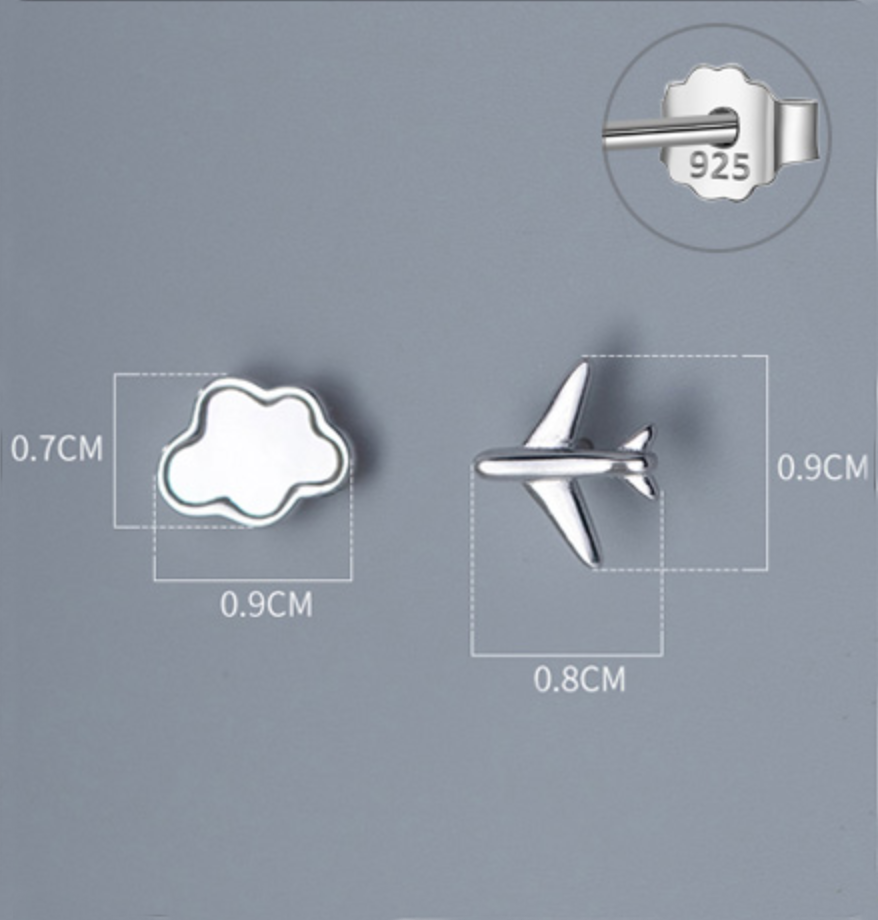 Cloud Plane Asymmetric Stud Earrings