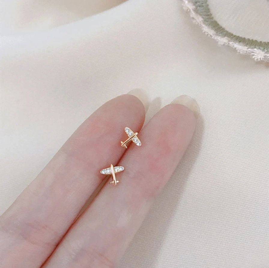 Tiny Airplane Stud Earrings