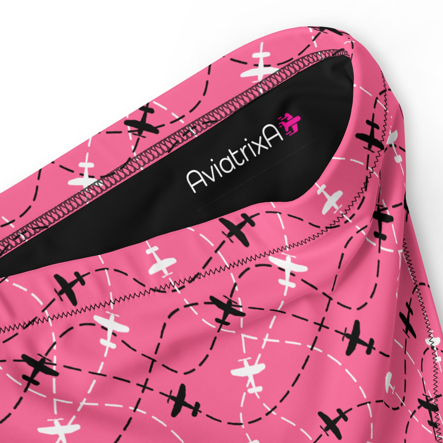 Aviation Print Pink High-Waisted Bikini Bottom