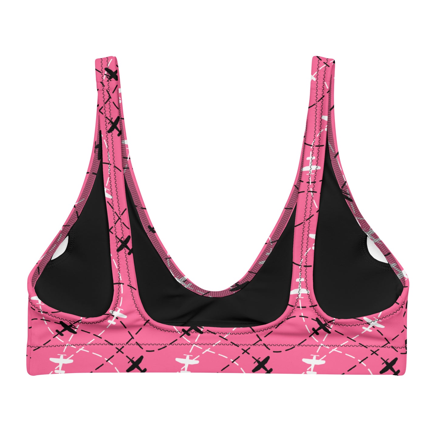 Aviation Print Pink Padded Bikini Top