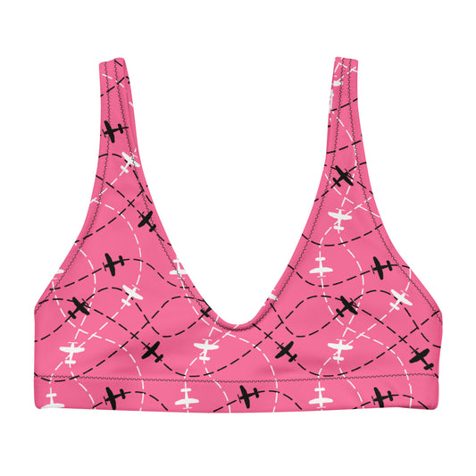 Aviation Print Pink Padded Bikini Top