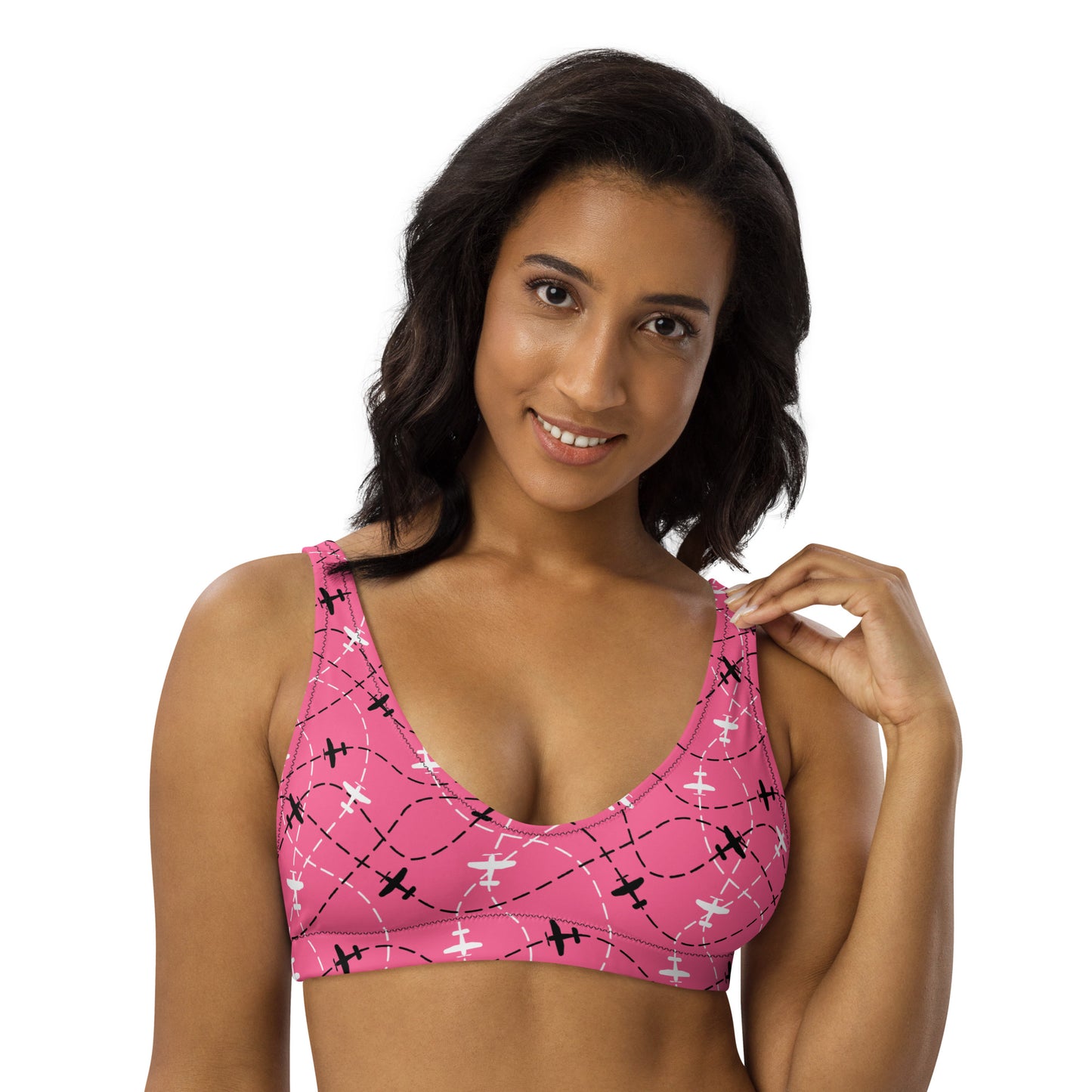 Aviation Print Pink Padded Bikini Top