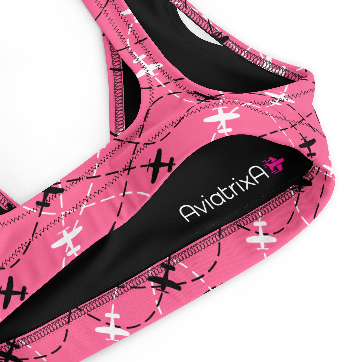 Aviation Print Pink Padded Bikini Top