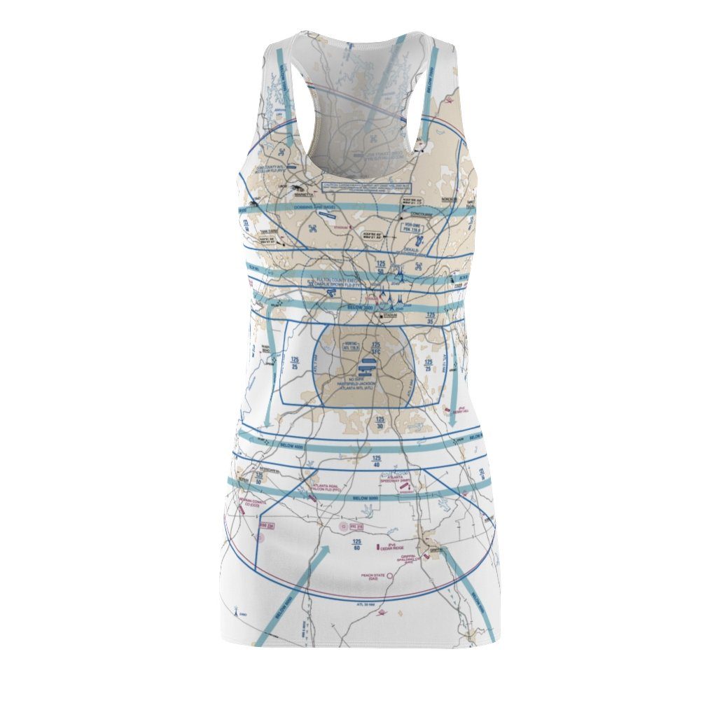 Atlanta Women's Flyway Chart Racerback Dress All Over Prints for women in aviation