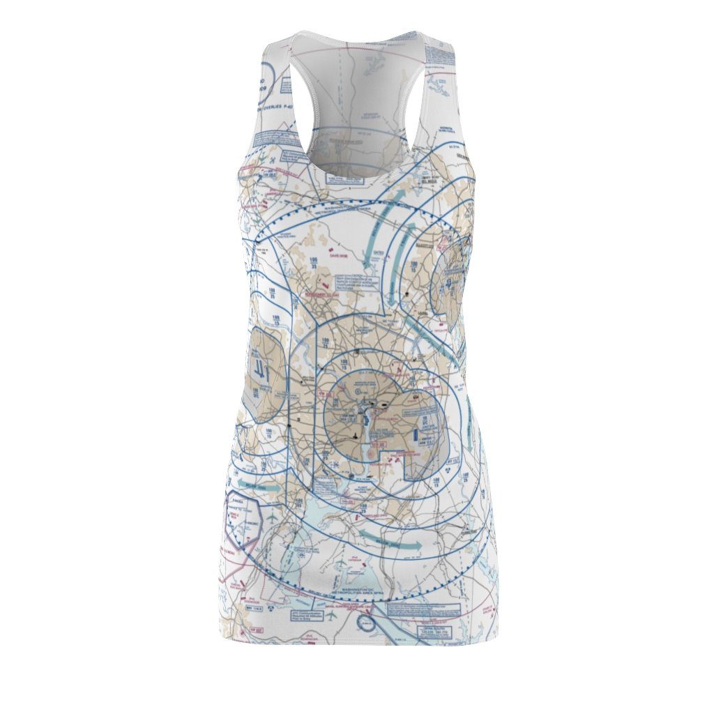 Baltimore Washington DC Women's Flyway Chart Racerback Dress All Over Prints for women in aviation