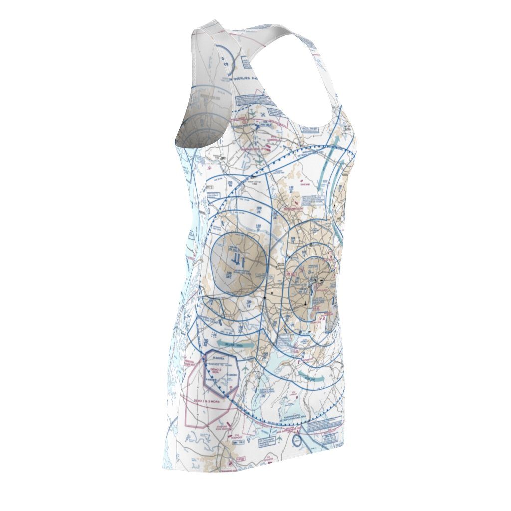Baltimore Washington DC Women's Flyway Chart Racerback Dress All Over Prints for women in aviation