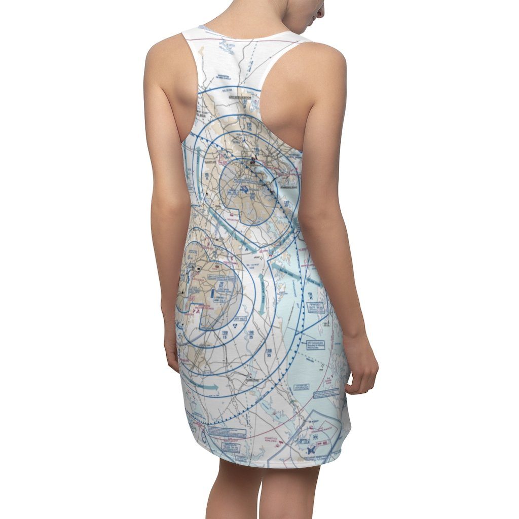 Baltimore Washington DC Women's Flyway Chart Racerback Dress All Over Prints for women in aviation