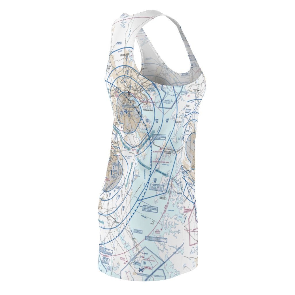 Baltimore Washington DC Women's Flyway Chart Racerback Dress All Over Prints for women in aviation