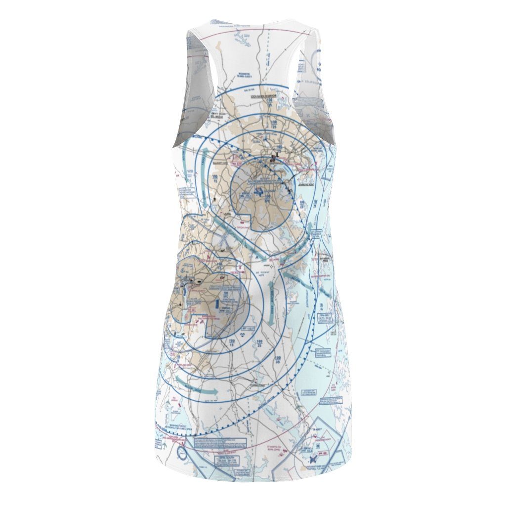 Baltimore Washington DC Women's Flyway Chart Racerback Dress All Over Prints for women in aviation