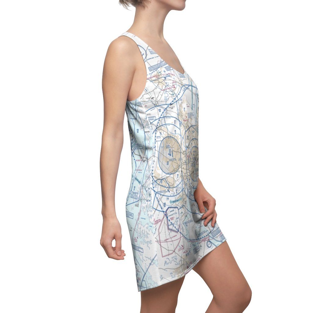 Baltimore Washington DC Women's Flyway Chart Racerback Dress All Over Prints for women in aviation