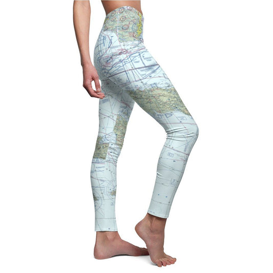 Caribbean Chart | Women's Casual Leggings All Over Prints White M for women in aviation