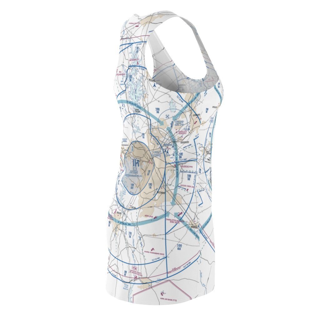 Charlotte Women's Flyway Chart Racerback Dress All Over Prints for women in aviation