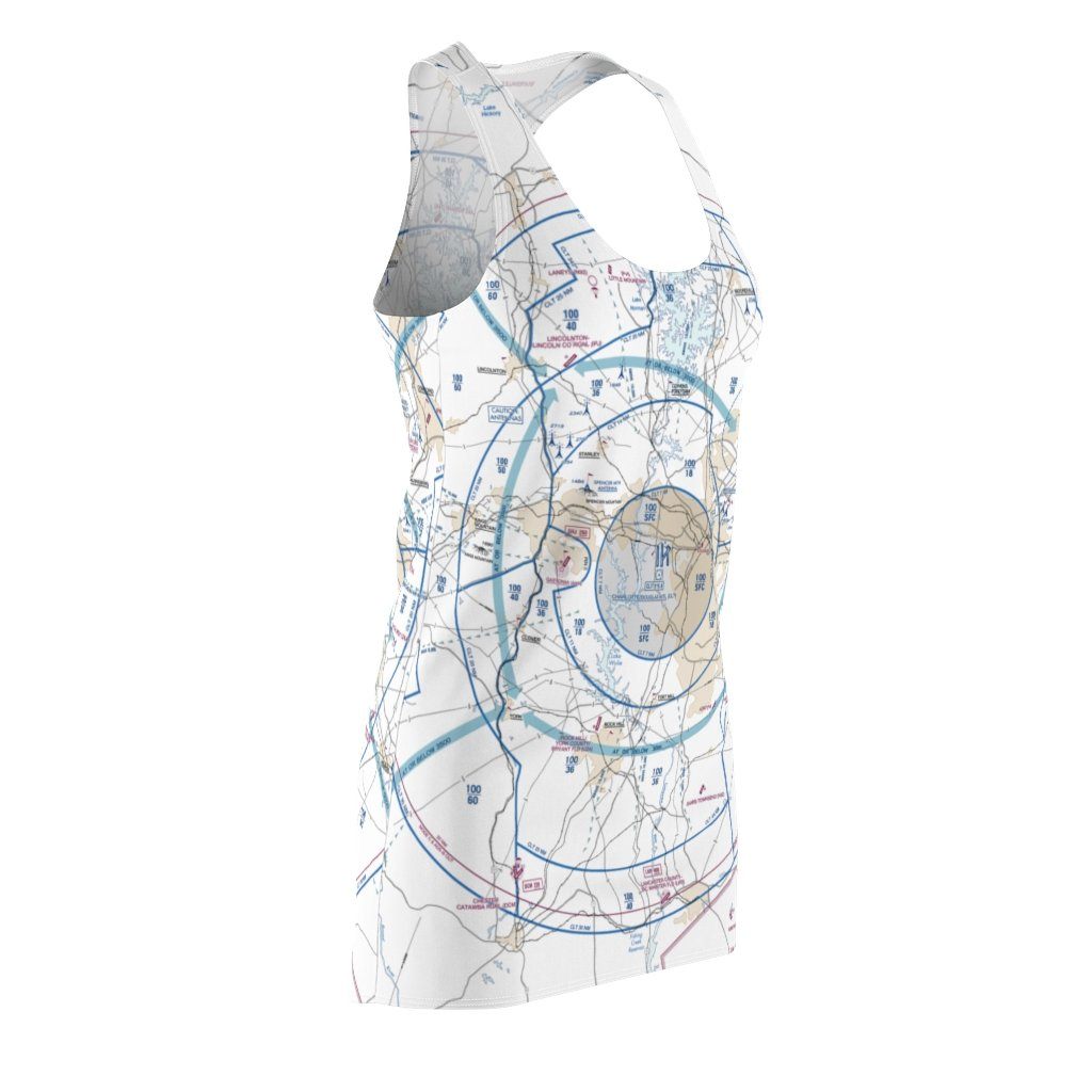 Charlotte Women's Flyway Chart Racerback Dress All Over Prints for women in aviation