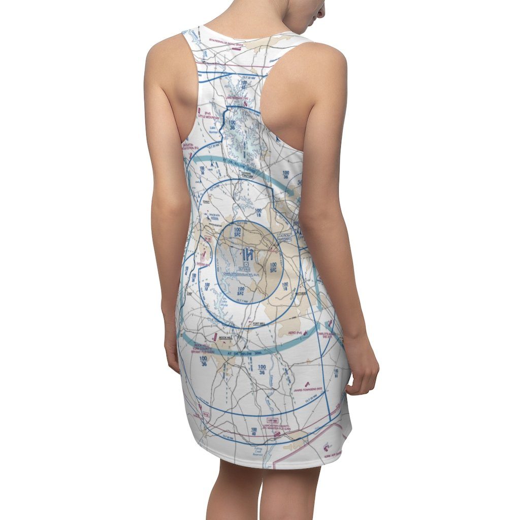 Charlotte Women's Flyway Chart Racerback Dress All Over Prints for women in aviation