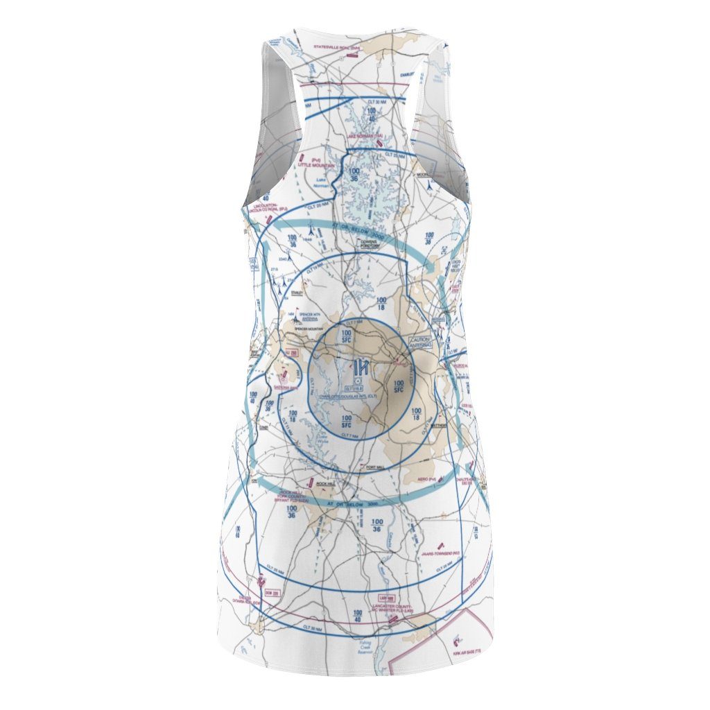 Charlotte Women's Flyway Chart Racerback Dress All Over Prints for women in aviation