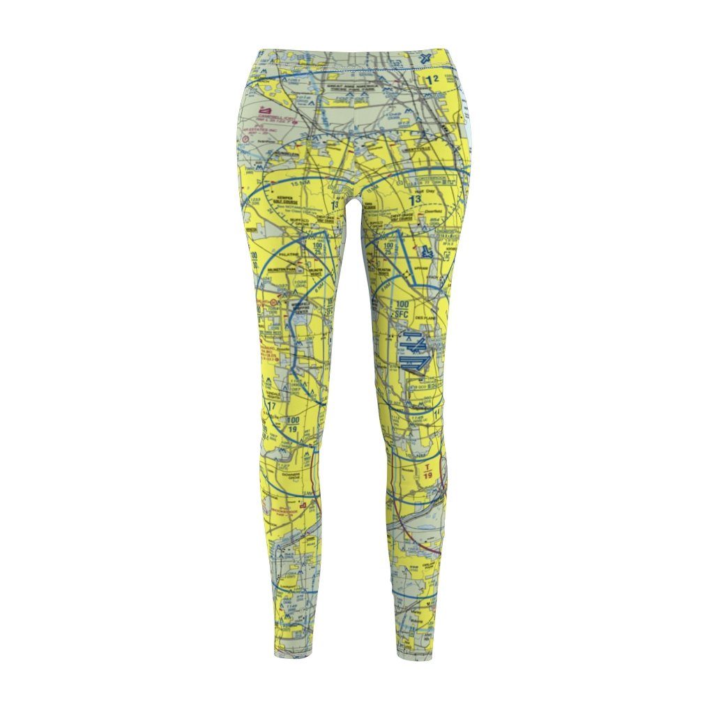 Chicago ORD MDW Chart | Women's Casual Leggings All Over Prints for women in aviation