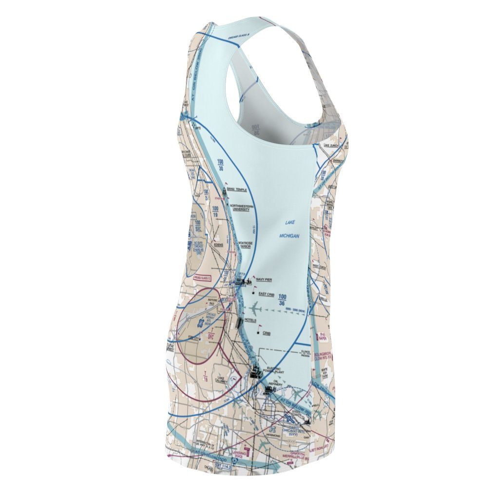 Chicago Women's Flyway Chart Racerback Dress All Over Prints for women in aviation