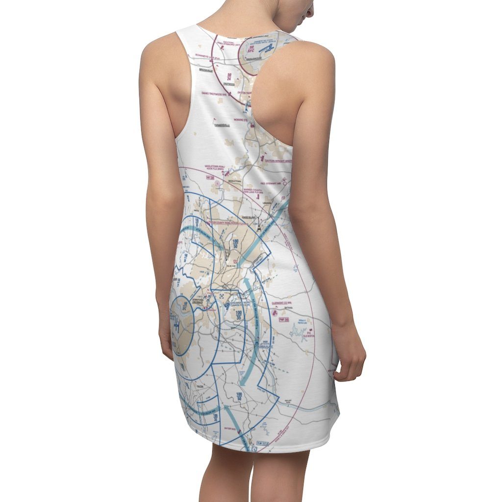 Cincinnati Women's Flyway Chart Racerback Dress All Over Prints for women in aviation