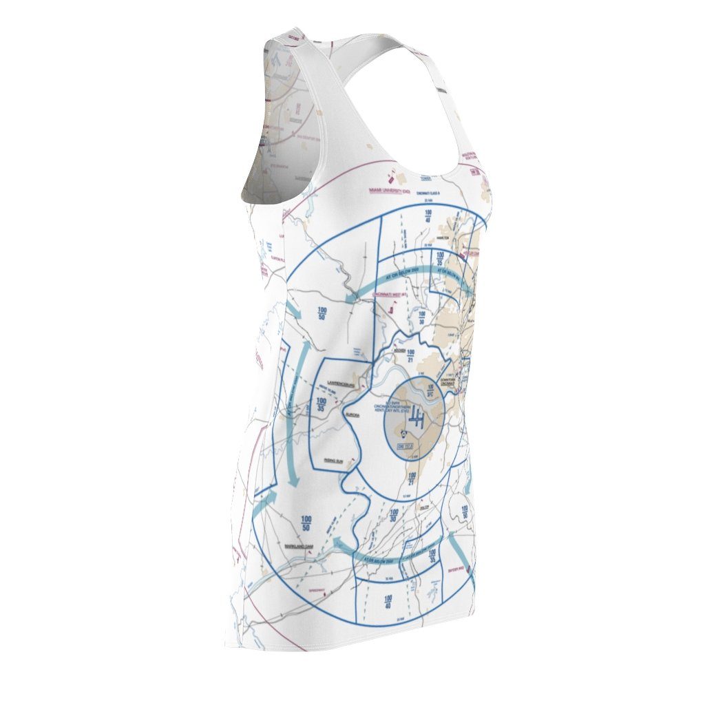 Cincinnati Women's Flyway Chart Racerback Dress All Over Prints for women in aviation