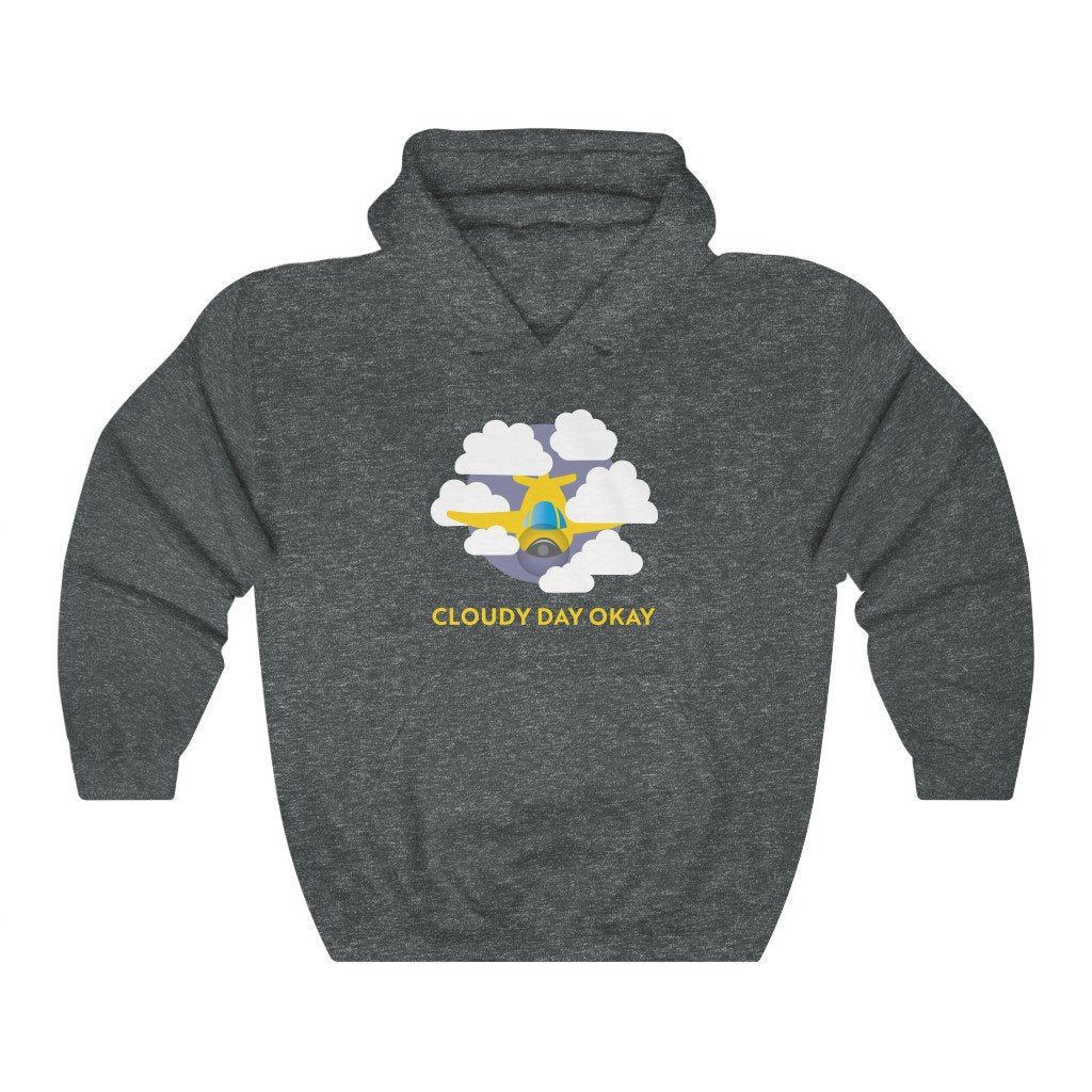 Cloudy Day Okay - Airplane | Instrument Rating | 50/50 Unisex Hooded Sweatshirt Hoodie Dark Heather S for women in aviation