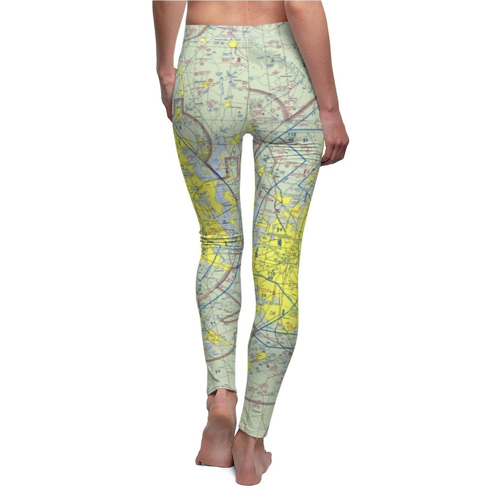 Dallas Fort Worth DFW Chart | Women's Casual Leggings All Over Prints for women in aviation
