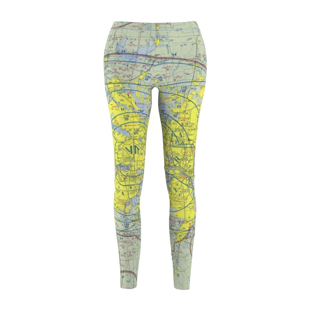 Dallas Fort Worth DFW Chart | Women's Casual Leggings All Over Prints for women in aviation