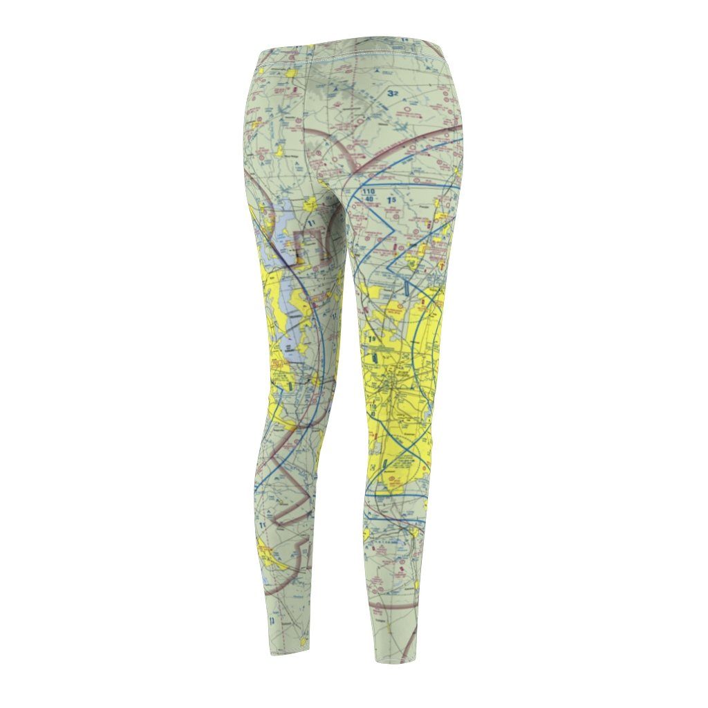 Dallas Fort Worth DFW Chart | Women's Casual Leggings All Over Prints for women in aviation