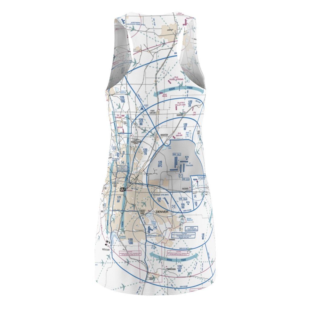 Denver Women's Flyway Chart Racerback Dress All Over Prints for women in aviation