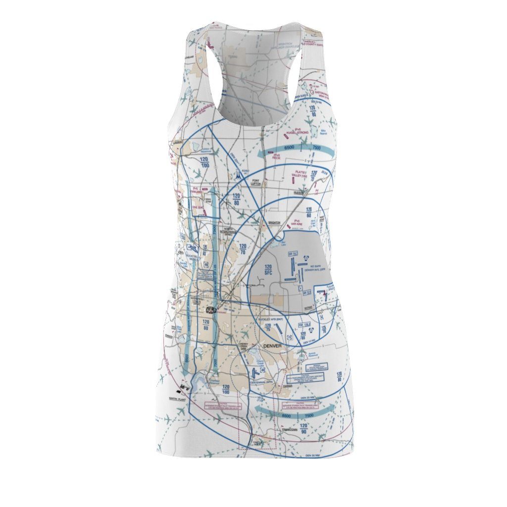 Denver Women's Flyway Chart Racerback Dress All Over Prints for women in aviation