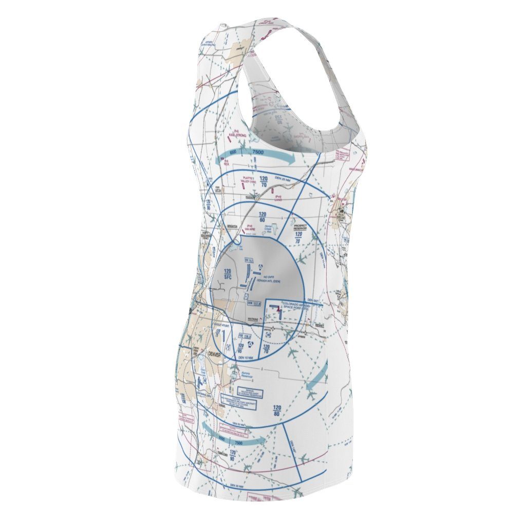Denver Women's Flyway Chart Racerback Dress All Over Prints for women in aviation