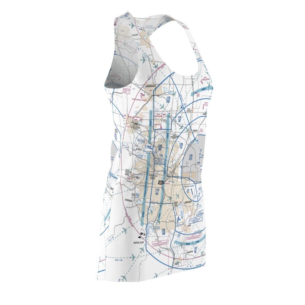 Denver Women's Flyway Chart Racerback Dress All Over Prints for women in aviation