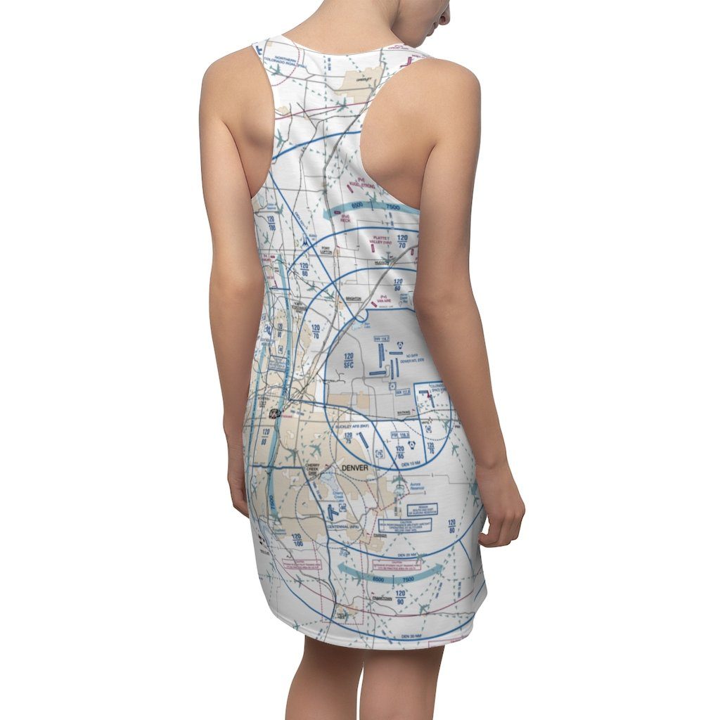 Denver Women's Flyway Chart Racerback Dress All Over Prints for women in aviation