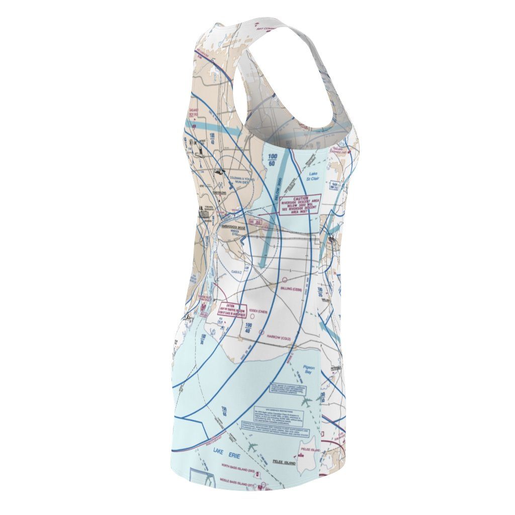 Detroit Women's Flyway Chart Racerback Dress All Over Prints for women in aviation