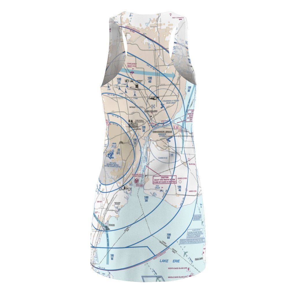 Detroit Women's Flyway Chart Racerback Dress All Over Prints for women in aviation
