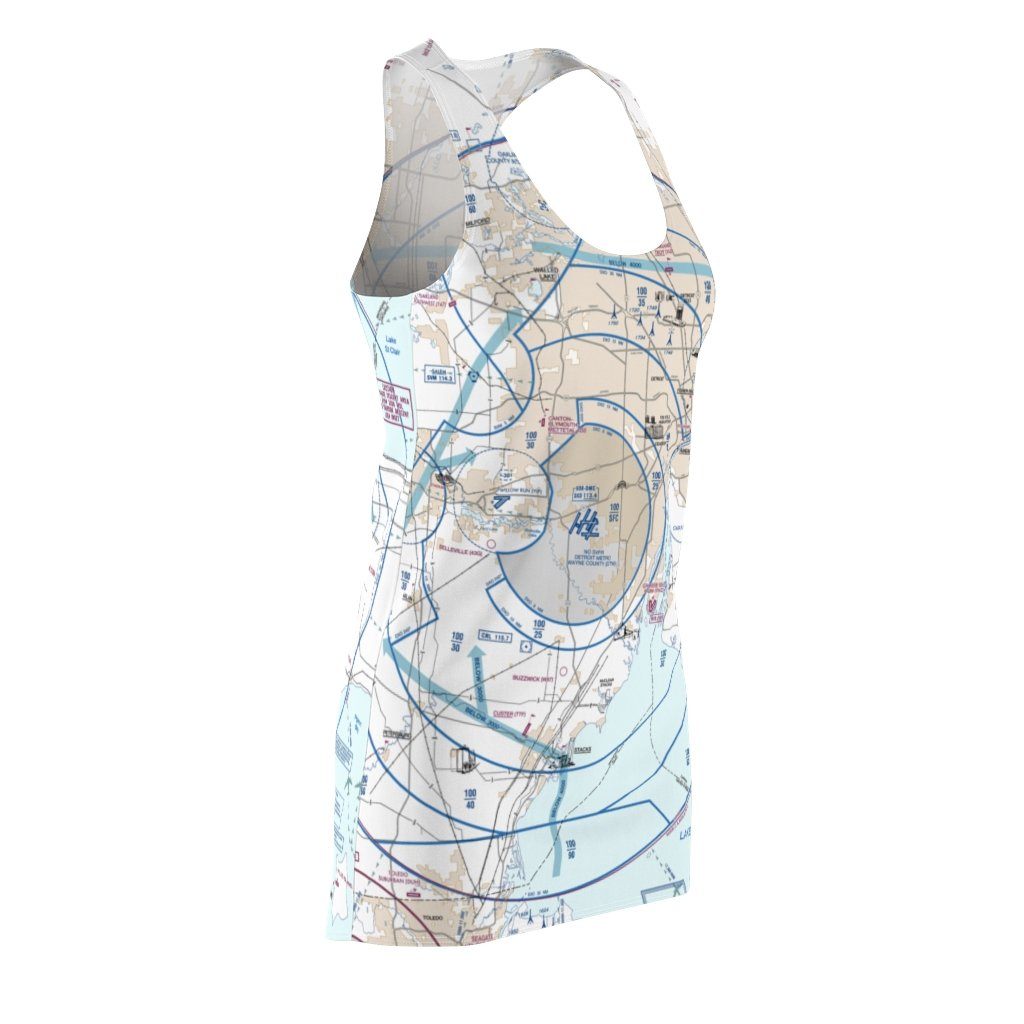 Detroit Women's Flyway Chart Racerback Dress All Over Prints for women in aviation