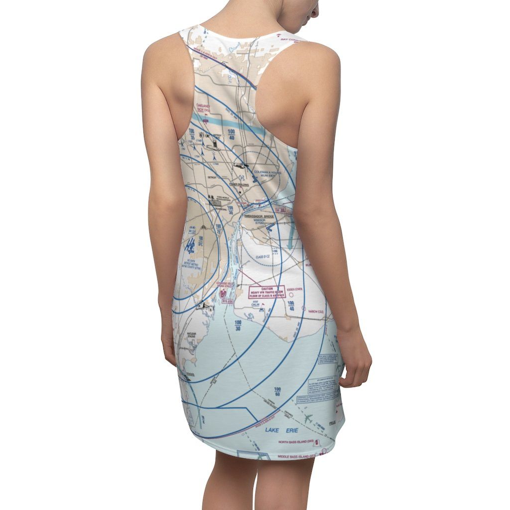 Detroit Women's Flyway Chart Racerback Dress All Over Prints for women in aviation