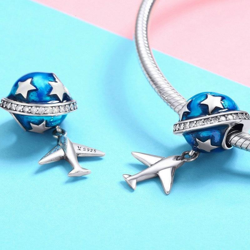 First Class Around the World | Sterling Silver Enamel CZs | Charm Charms & Pendants for women in aviation