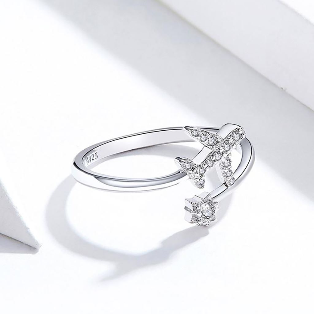 Fly Faraway Ring | Clear Pavé CZ Sterling Silver Ring for women in aviation