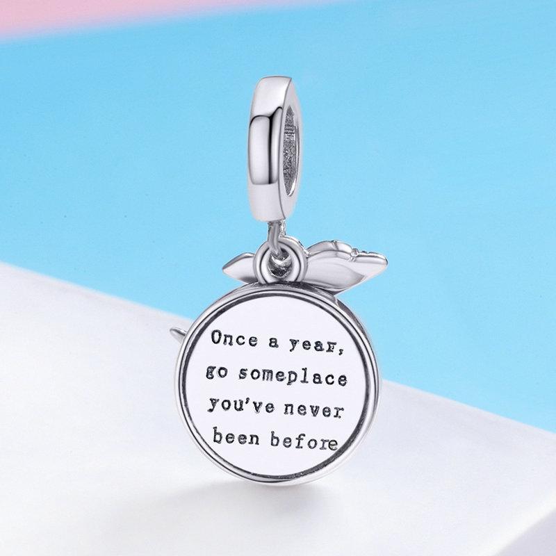 Go Someplace You've Never Been Before | Sterling Silver Enamel | Charm Charms & Pendants for women in aviation