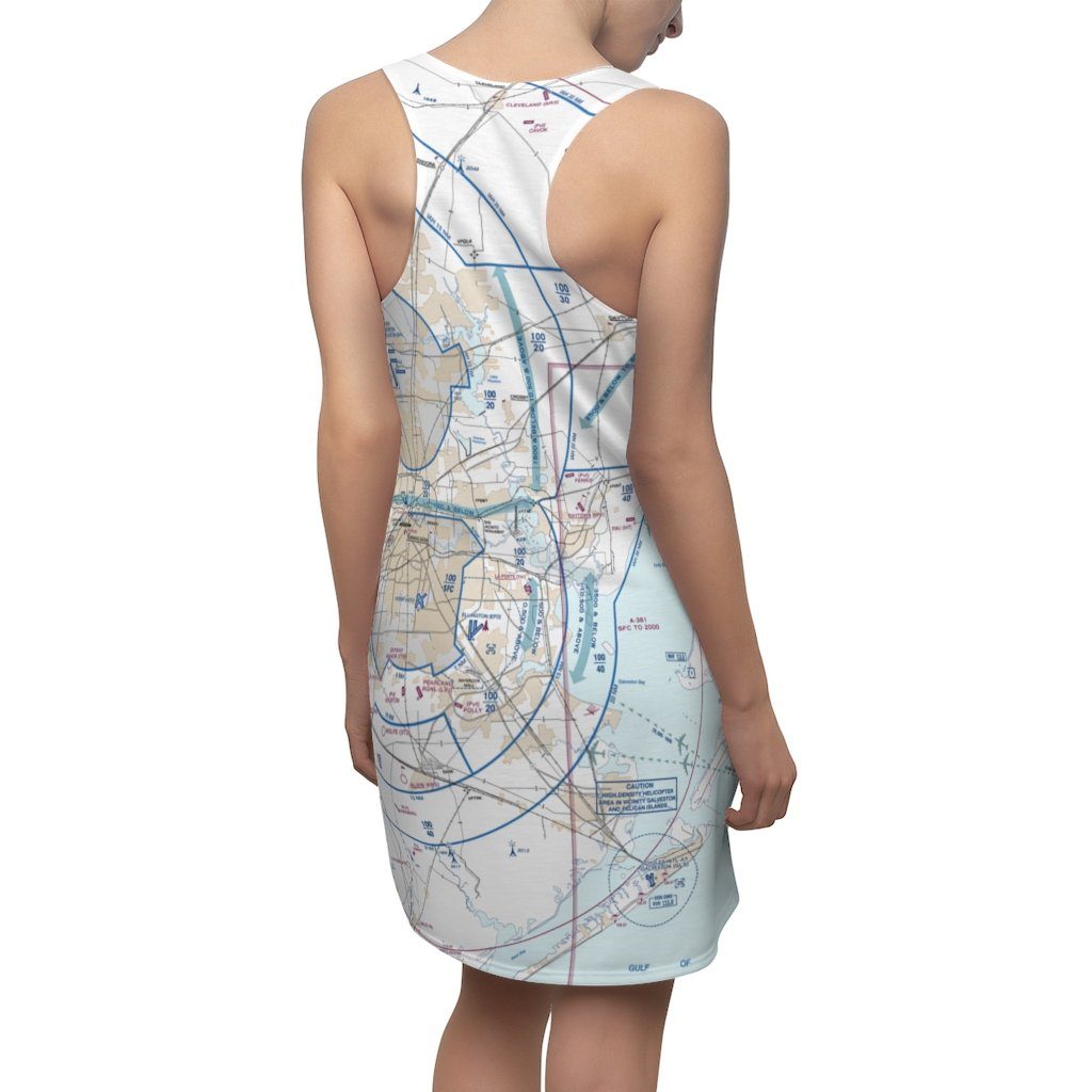 Houston Women's Flyway Chart Racerback Dress All Over Prints for women in aviation